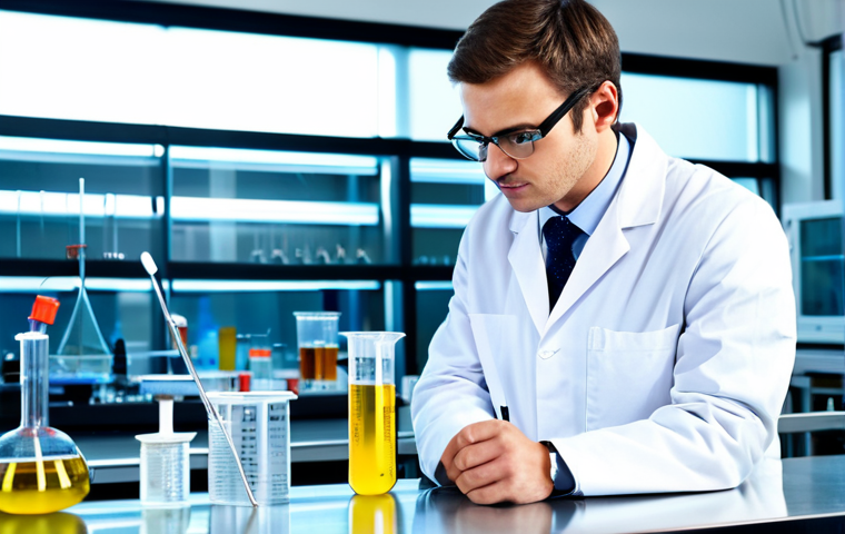 Chemical Engineer in a Modern Lab**

"A professional chemical engineer, fully clothed in appropriate lab attire (lab coat, safety glasses), working at a lab bench with glassware and scientific instruments. Background shows a brightly lit, modern laboratory setting. The engineer is adjusting equipment, demonstrating careful and precise work. Safe for work, appropriate content, professional, modest. Perfect anatomy, correct proportions, natural pose, well-formed hands, proper finger count, natural body proportions, high quality, detailed, realistic lighting."

**