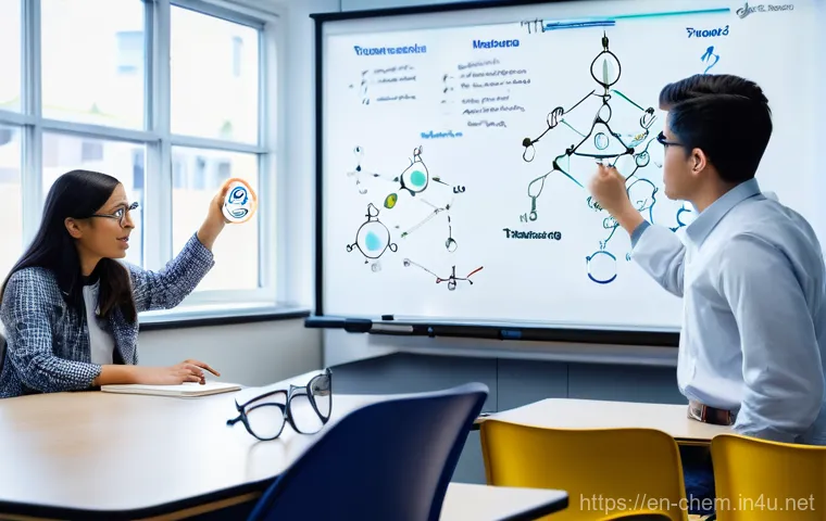 유기화합물의 명명법 - **Prompt 1: The 'Aha!' Moment in Organic Chemistry Nomenclature**
    "A group of diverse, young adu...